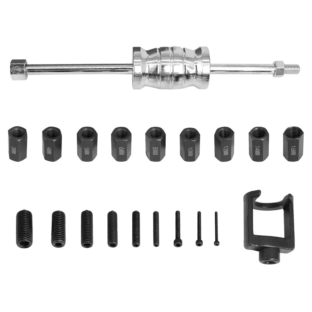 DPTool 20pcs 범용 수동 핀 풀러 추출기 도구 키트 내부 및 외부 나사 제거 세트 슬라이드 해머 베어링 3-16mm 콜렛 어댑터 포함 - 상세 이미지 2