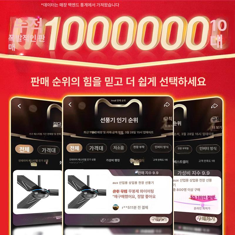 공장 천장선풍기 산업용 작업장 카페 공업용 천정형 창고 강풍 제어 체육관 씰링팬 - 상세 이미지 3