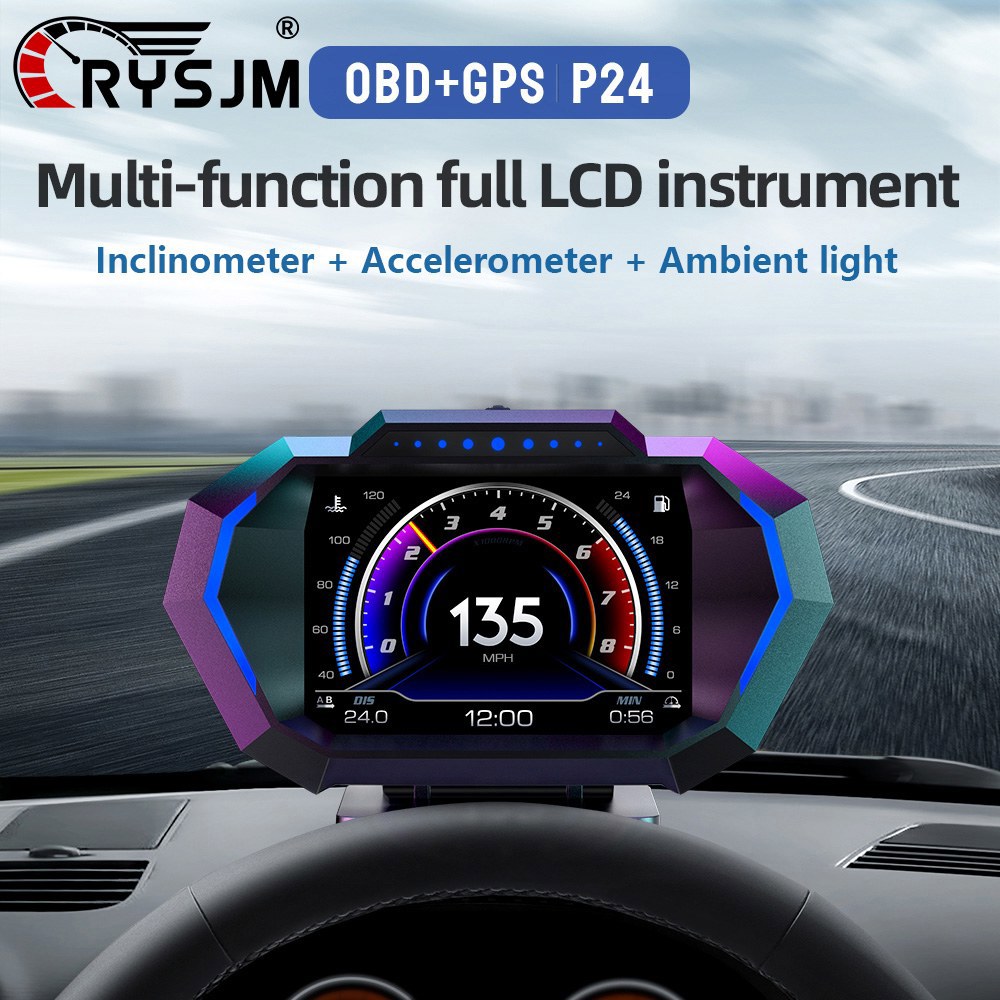 RYSJM P24 OBD GPS 압력 오일 경사계 용품 속도계 업디스플레이 경사 1 모든 차에 사용 가능한 멀티 OBD - 상세 이미지 2