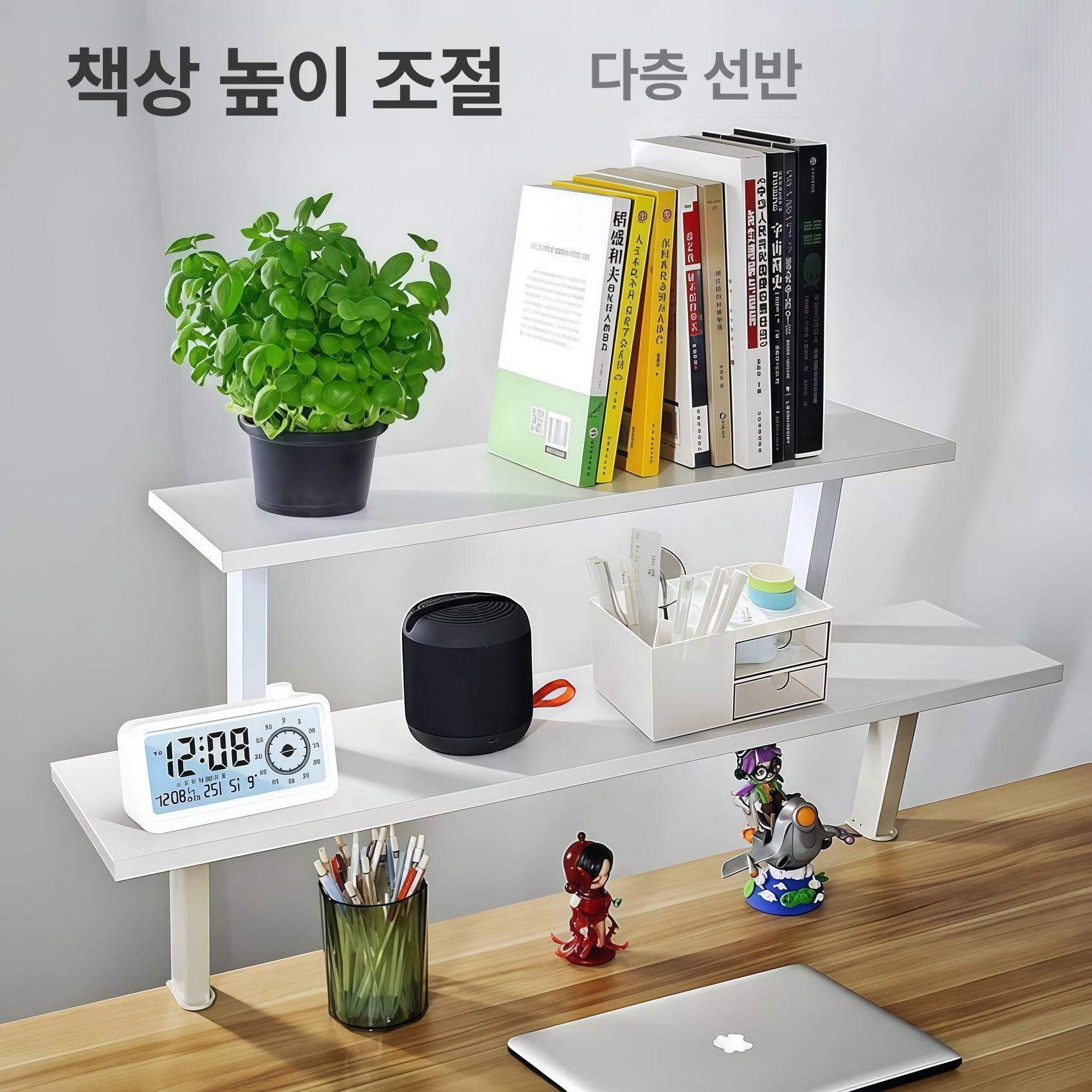 클램프형 선반 흰색 걸이형 모니터거치 받침대 거치대 스탠드 데스크탑 공간활용 - 상세 이미지 3