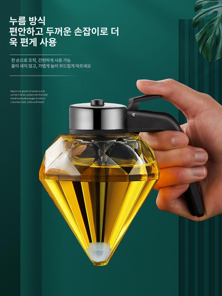 꿀 디스펜서 유리병 푸시식 시럽 용기 누르는 방식 대용량 투명 꿀통 조미료 저장 - 상세 이미지 4