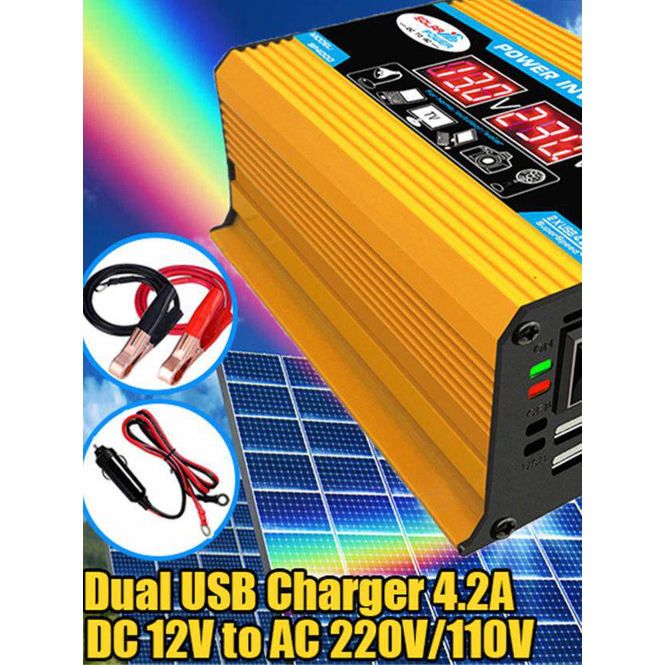 자동차인버터 inverter 12v 220v 다기능 차박 다르다 순수 컨버터 차량용인버터 당2세대300W블랙 12V 220V 붙임 - 상세 이미지 2