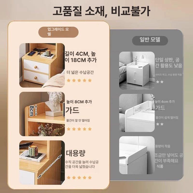 침실협탁 서랍장 사이드테이블 침대협탁 수납 선반 틈새협탁 침대옆협탁 보조장 - 상세 이미지 4