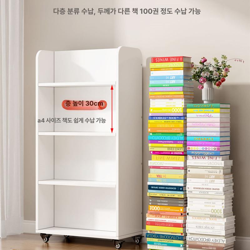 바퀴달린 이동식책꽂이 웨건 트롤리 사무실 수납장 북트럭 책선반 도서관카트 책꽃이 - 상세 이미지 4