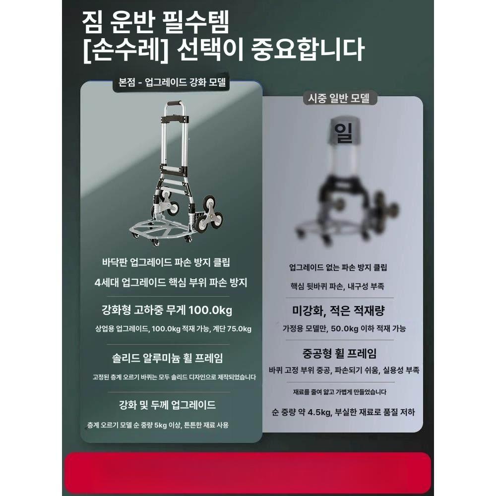 마그나 핸드카트 소형 플랫폼 밀차 카트기 핸드트럭 가정용 미끄럼방지 운반기 트롤리 - 상세 이미지 2