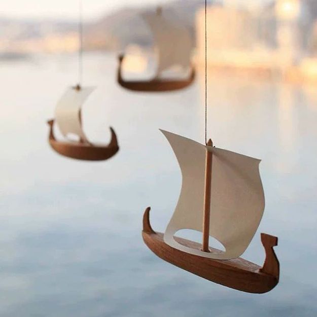 돛단배 모빌 바다 요트 보트 장식 선박 오브제 해양 여름 데코 인테리어소품 지중해풍 - 상세 이미지 3