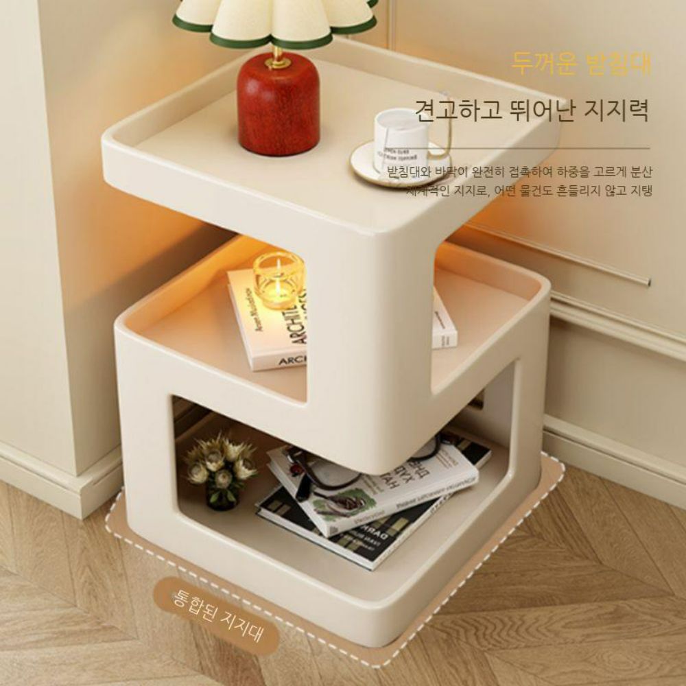 틈새 쇼파협탁 간이 책상 보조책상 테이블 사이드 침대 이동식 거실 높이조절 원목 선반 원형 - 상세 이미지 2