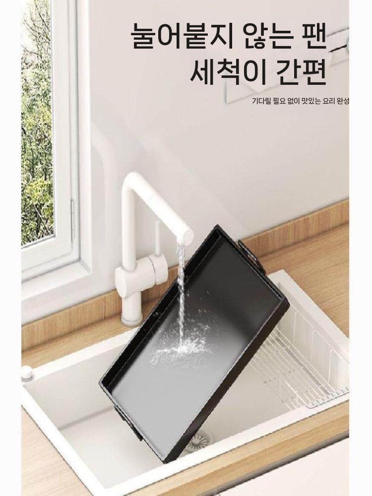 사각 고기철판 대형 캠핑 삼겹살 구이 볶음팬 닭갈비 고기불판 주물 철판 사각철판 구이판 - 상세 이미지 3
