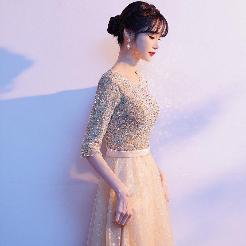 파티 이브닝 블랙 원피스 여성용 웨딩 셀프웨딩 시상식 결혼식 셀프 사진 여성 롱 드레스 - 상세 이미지 4