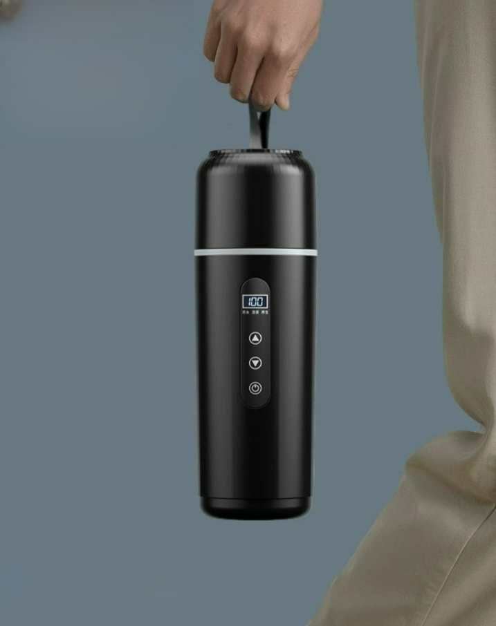 차량용 전기 보온포트 500ml 트럭 화물차 휴대용 보온 주전자 블랙 - 상품 이미지