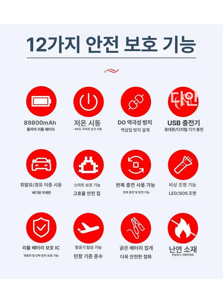 차량 배터리 점프스타터 대용량 휴대용 방전 차 비상 응급 충전 보조기 - 상세 이미지 5