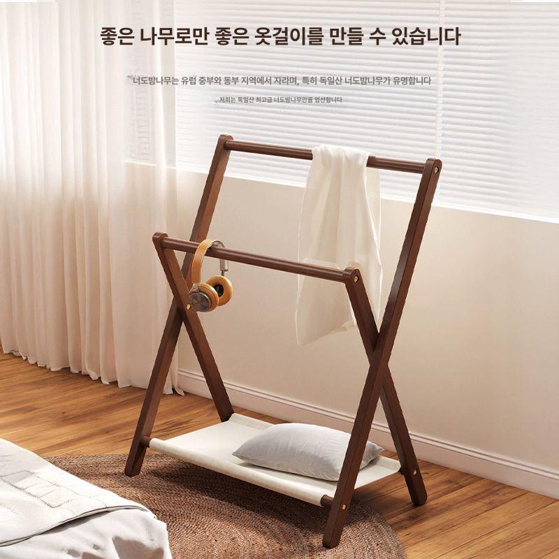 접이식수건대 원목건조대 미니 실내 빨래건조대 베란다 우드 수건걸이 빨래걸이 가정용 원목 - 상세 이미지 3