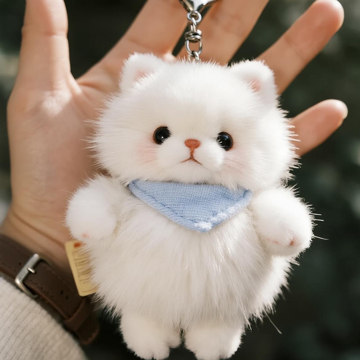 화이트 강아지 인형 열쇠고리 미니 펜던트 조명 차키 귀여운 악세사리 선물 - 상세 이미지 5