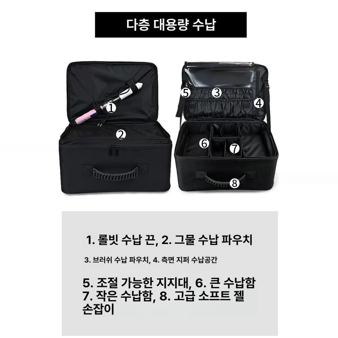 가방 메이크업박스 전문가용 정리함 거울 네일박스 아티스트 미용실 하드케이스 - 상세 이미지 4