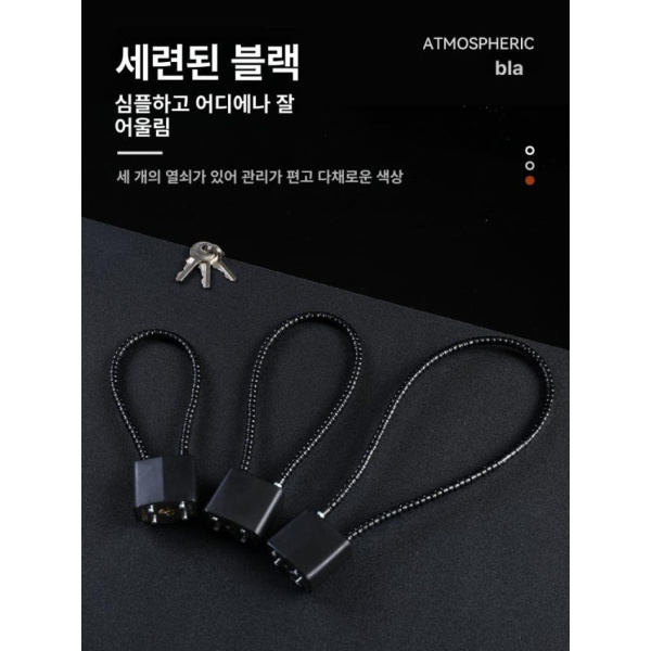 튼튼한 열쇠걸이 와이어 자물통 잠금비너 여행용 도난방지 열쇠 키모델 20cm - 상세 이미지 3