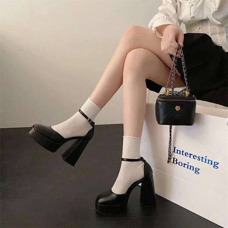 12센치구두 여성 본식슈즈 하이힐 12CM 화이트 통굽 12센티 구두 댄스 - 상세 이미지 3