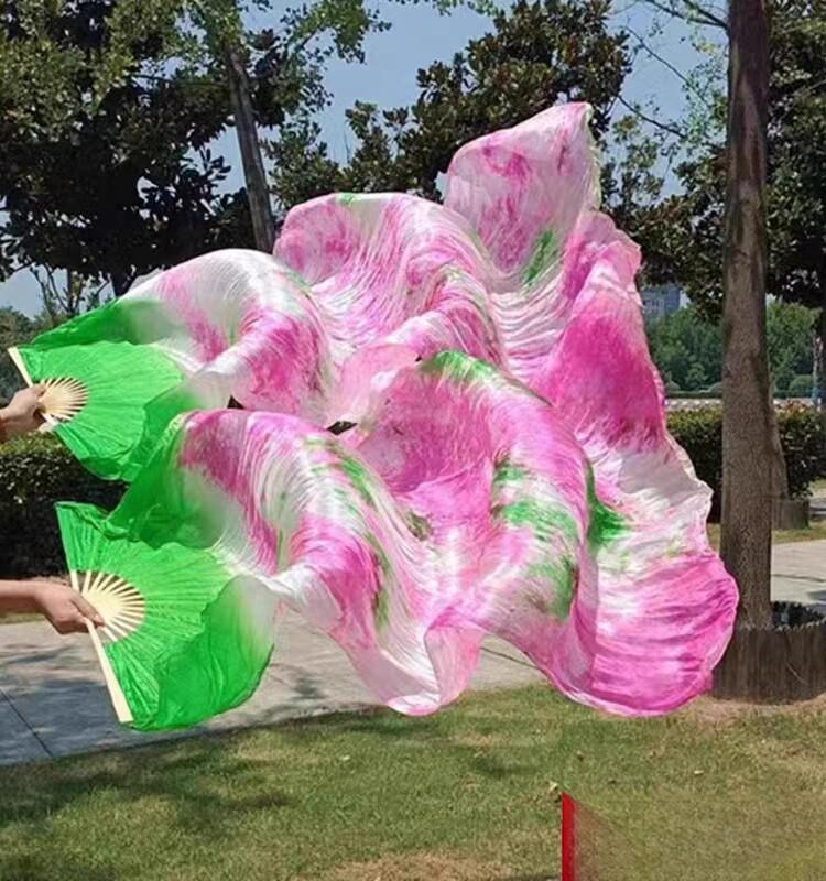 공연 부채춤 소품 긴 비단 무대 댄서 컬러 화염 연극 댄스용 체육대회 팬 손잡이 - 상세 이미지 4