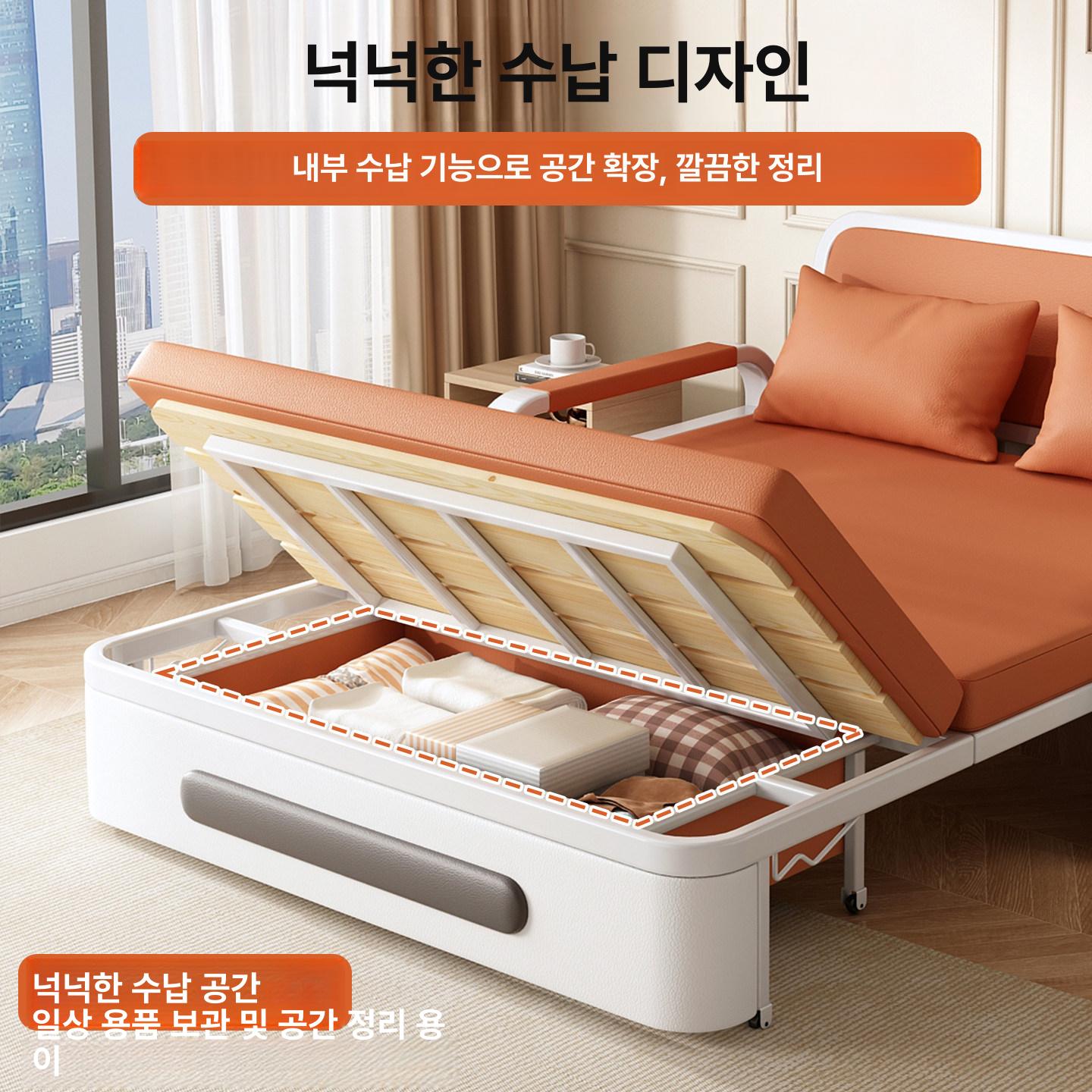 접이식 소파침대 원룸 2인용 베드 다용도 공간활용 기숙사 각도조절 다기능 소형 수납형 - 상세 이미지 5