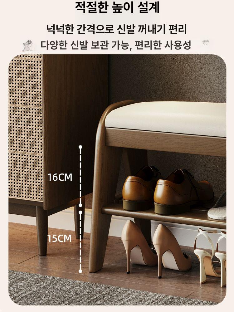 컬러 벤치신발장 원목생태판 신발정리대 원룸 미니벤치 보관함 현관수납장 다용도 - 상세 이미지 5