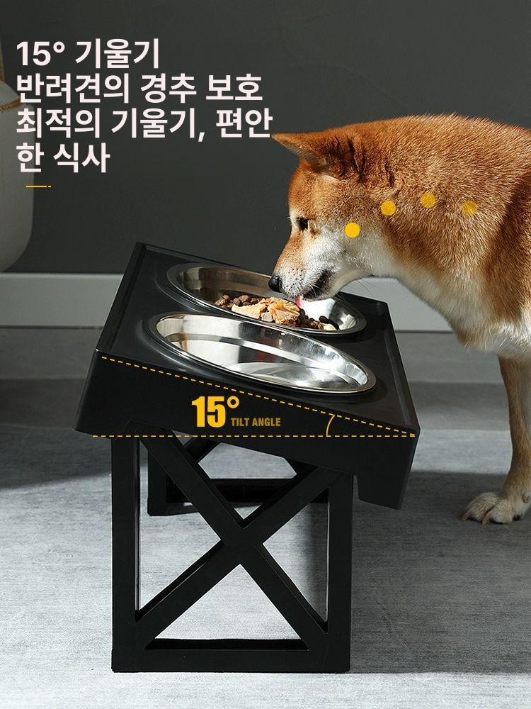 대형견 식탁 조절 스테인리스 밥그릇 물그릇 받침대 애견식기 강아지밥그릇 - 상세 이미지 3