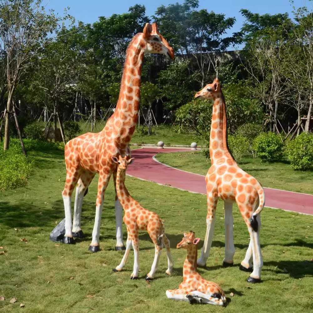 기린 모형 조각상 대형 가짜 동물원 실외 전시 데코 인형 장식품 야외 소품 호수 동상 - 상세 이미지 3