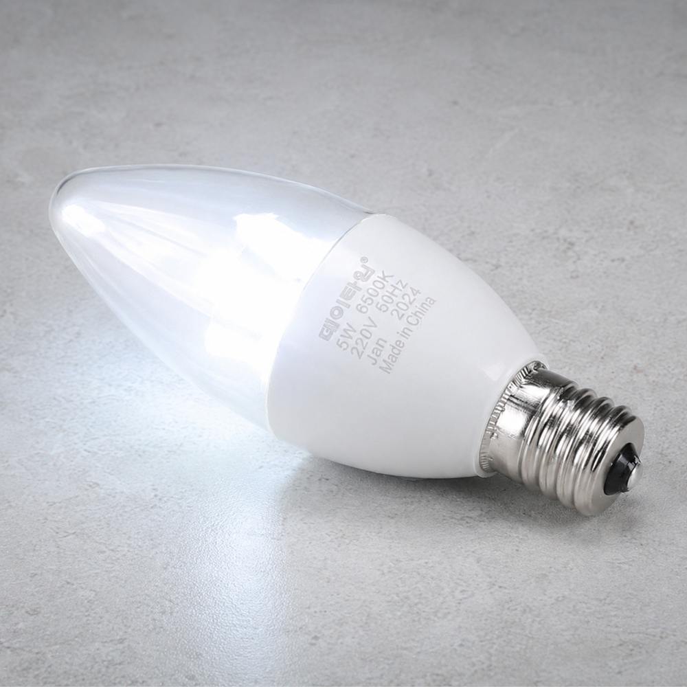 LED 촛대구 투명 5W E17 주광색 6500K 촛불 꼬마 전구 램프 데이타임 - 상품 이미지