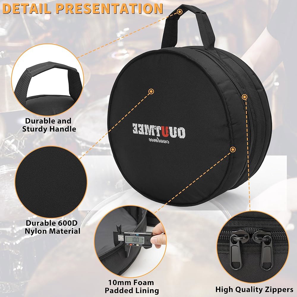 스네어용 OUUTMEE 드럼 백 14 x5.5 /14 x6.5 , 10mm 두께 패딩 여행용 케이스 1 14 x5.5 /14 x6.5 Snare - 상세 이미지 3