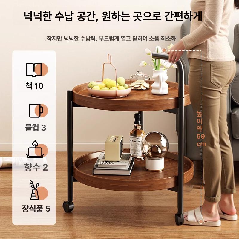 이동식 우드웨건 빈티지 서빙카트 사이드 엔틱 선반 업소용 카페 거실 가정용 다용도 - 상세 이미지 2