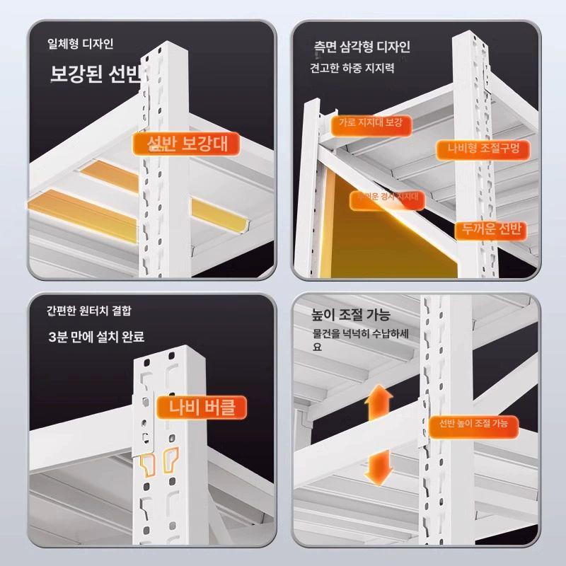 다용도 철제선반 수납 진열대 스피드랙 경량랙 렉 무볼트 창고선반 중량 조립 - 상세 이미지 3