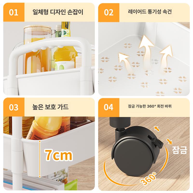미용실 3단 선반 서랍형 카트 스테인리스 웨건 도구 보관함 피부관리 타투샵 용품 정리 - 상세 이미지 5
