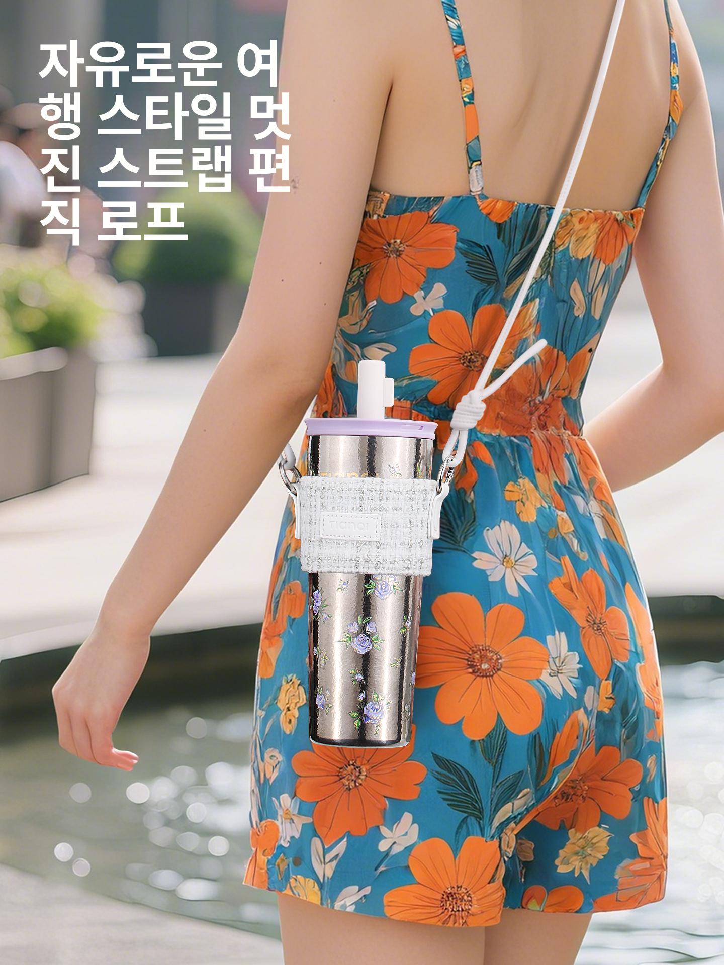티타늄 텀블러 선물용 대용량 예쁜 대용량텀블러 뚜껑 물컵 빨대텀블러 머그 휴대용 차량용 - 상세 이미지 4
