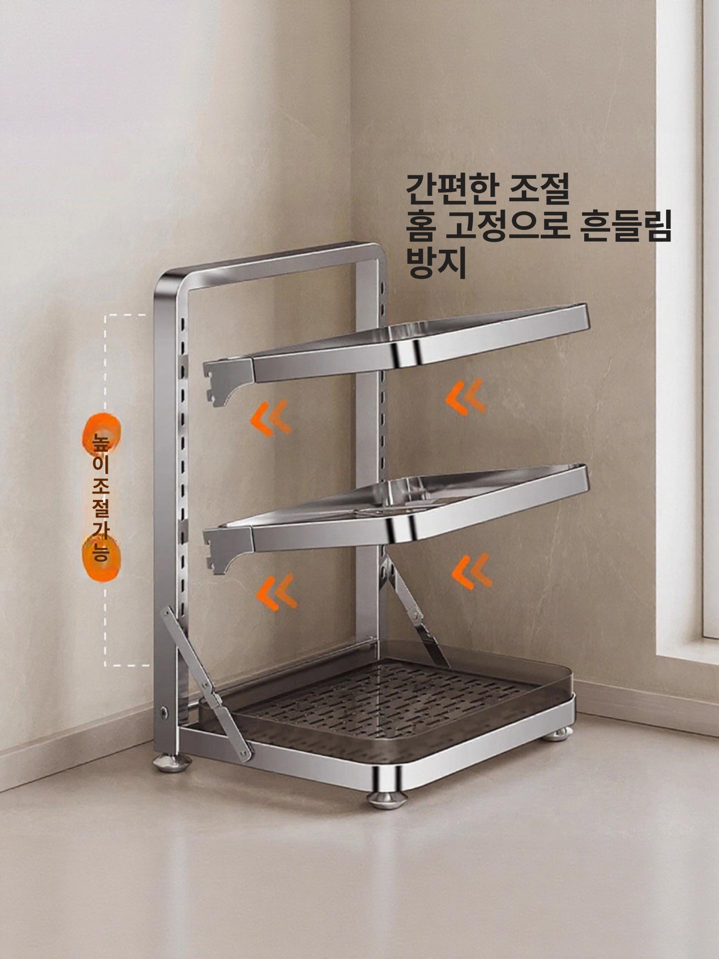 스테인레스 받침대 보관대 텀블러 식기건조대 보관함 거치대 음료 걸이 다용도 계단형 - 상세 이미지 4