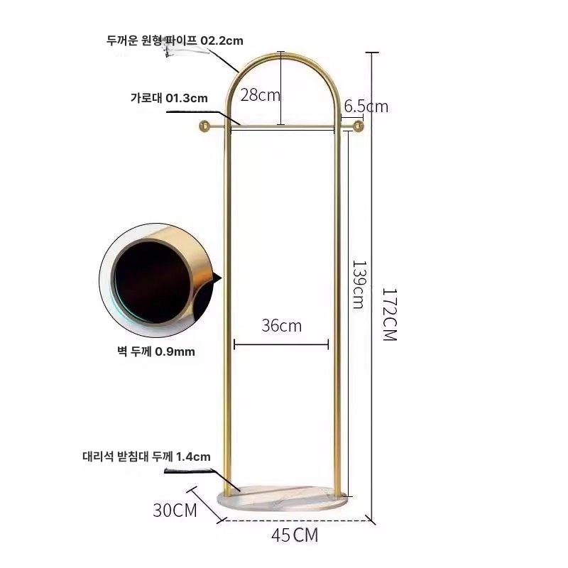 아치형 행거 골드 간이 의류걸이 옷가게 업소용 북유럽 옷걸이 선인장 - 상세 이미지 4
