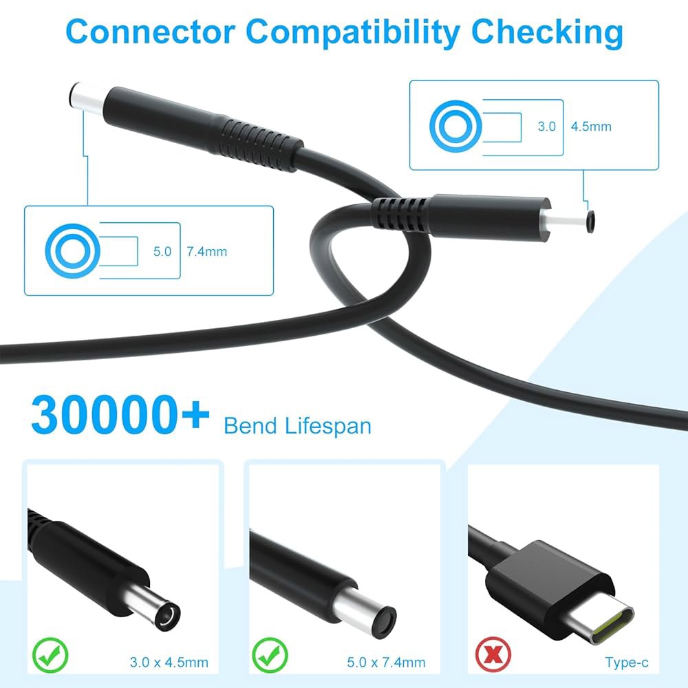 Abcurd 65W 노트북 /3520 충전기, Dell /3440 /3390 /3420 3301 /3510 /3490 Latitude /3310 /3400 /3500 /3410 - 상세 이미지 2