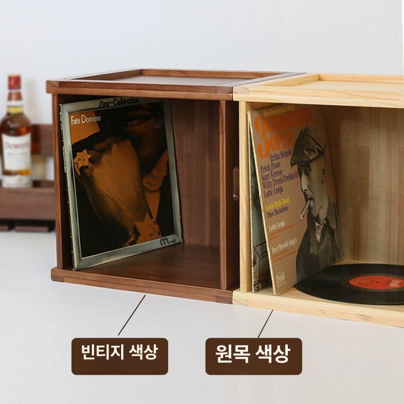 LP 보관 박스 수납함 레코드 장식장 거치대 정리함 원목 정리 엘피박스 - 상세 이미지 5