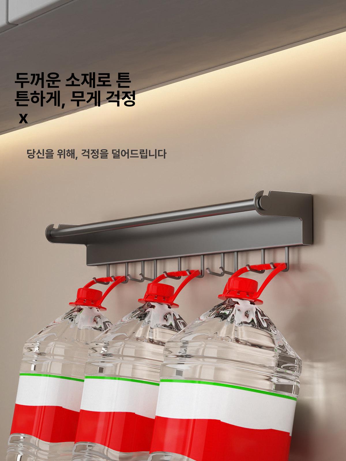 수납랙 벽걸이 주방 보관 선반 걸이형 홀더 걸이용 정리 접착 후크가 다기능 - 상세 이미지 2