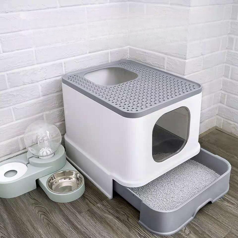 모래통 배변통 밀폐형 반려묘 모래 대형화장실 탈취 초대형 고양이화장실 고양이 원목 - 상품 이미지