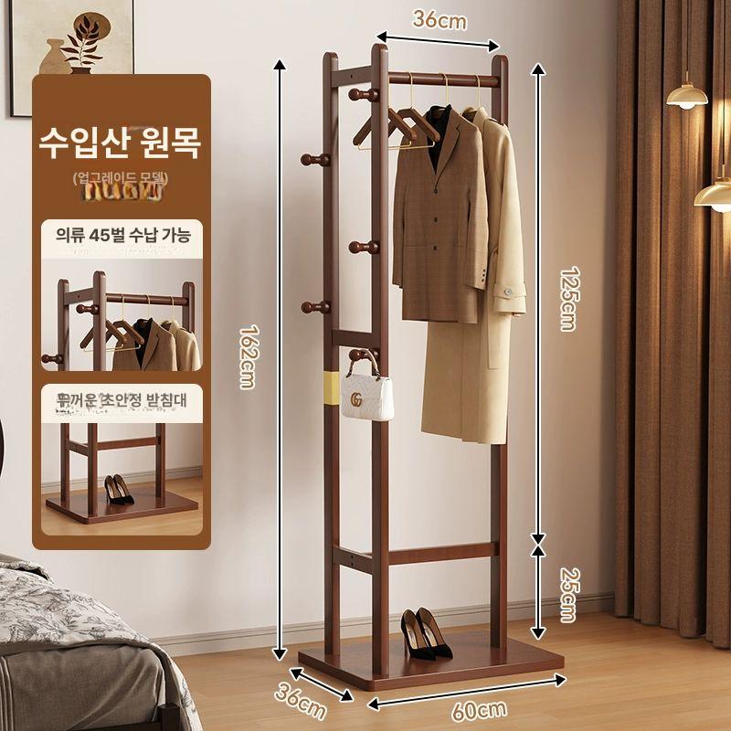 드레스룸옷걸이 원목스탠드행거 이동식 코너 옷장 수납 선반 간이 모서리 원목행거 - 상세 이미지 2