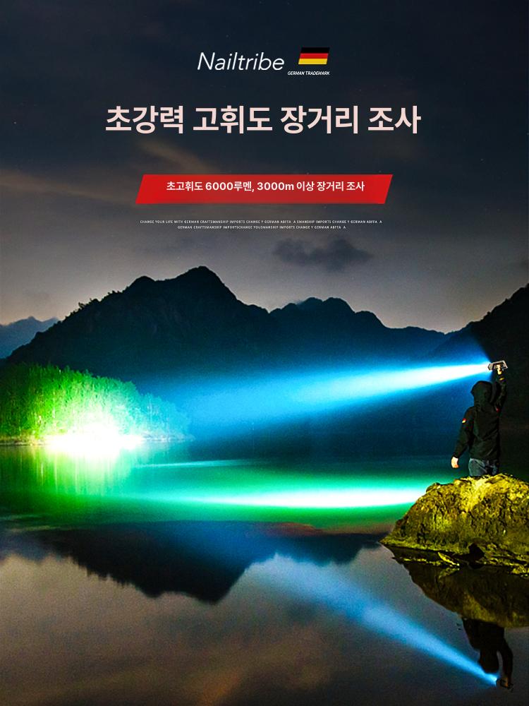 야간탐색 랜턴 캠핑 야외 헤드 활동 고출력 손잡이 작업 탐색등 등산 라이트 방수 충전 - 상세 이미지 4