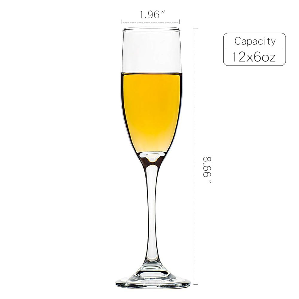 C CREST 12개 세트, 샴페인 잔, 플루트 6온스, 무연 음료, 클리어 6 Ounces - 상세 이미지 3