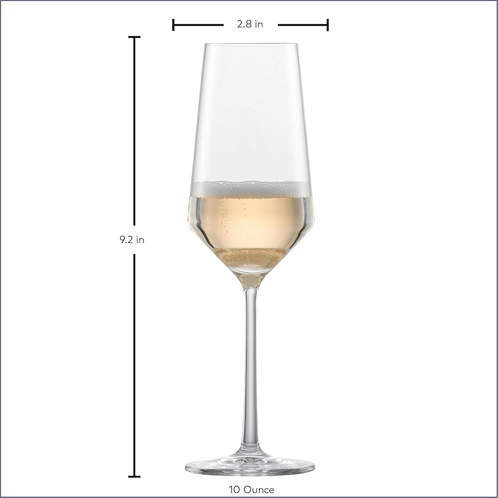 ZWIESEL GLAS 퓨어 샴페인 잔(6개 세트), 발포 포인트가 있는 플루트, 식기세척기 사용이 가능한 트리탄 크리스탈 글래스, 독일산(10온스) - 상세 이미지 2