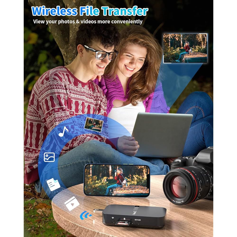 NewQ 파일허브 AC750 여행 라우터 휴대용 하드 드라이브 SD 카드 리더 및 여행용 미니 WiFi 범위 확장기 | iPhone에서 사진 파일을 백업할 수 있는 무선 액세스 - 상세 이미지 3