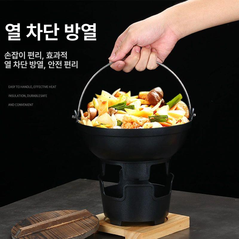 주방용품 무쇠 전골냄비 원형 샤브샤브냄비 일본식 덮개 보온 캠핑냄비 스끼야끼 - 상세 이미지 2