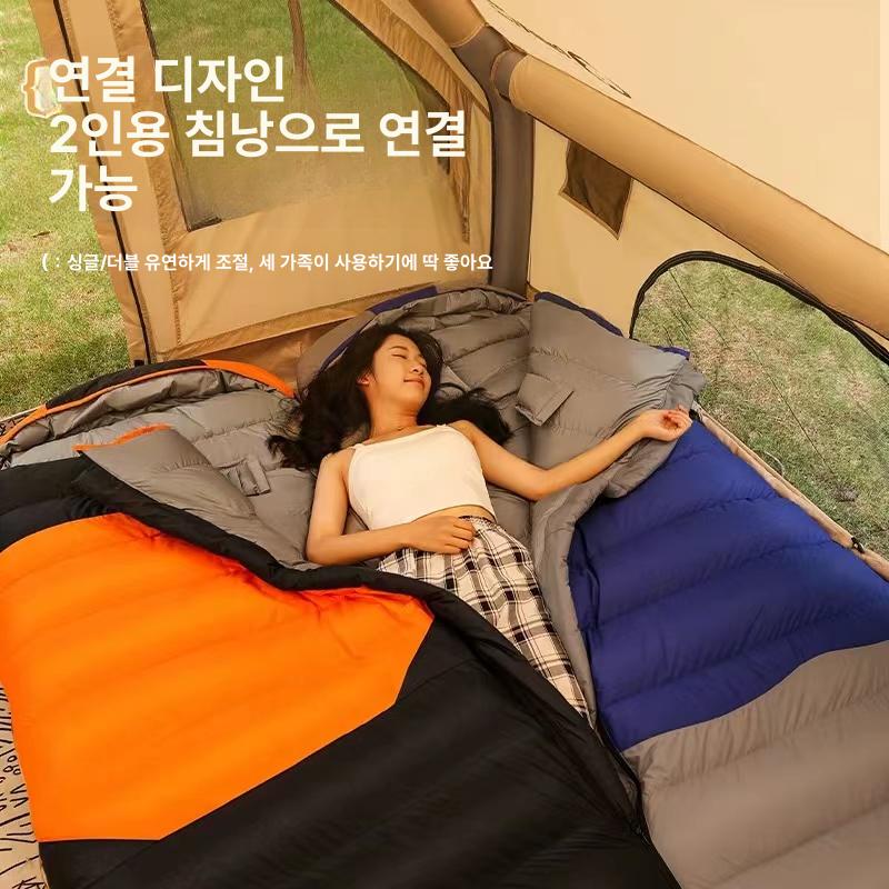 혹한기용 동계침낭 이불겸용 캠핑침낭 차박용 성인용 방한 덕다운 겨울 슬리핑백 - 상세 이미지 2