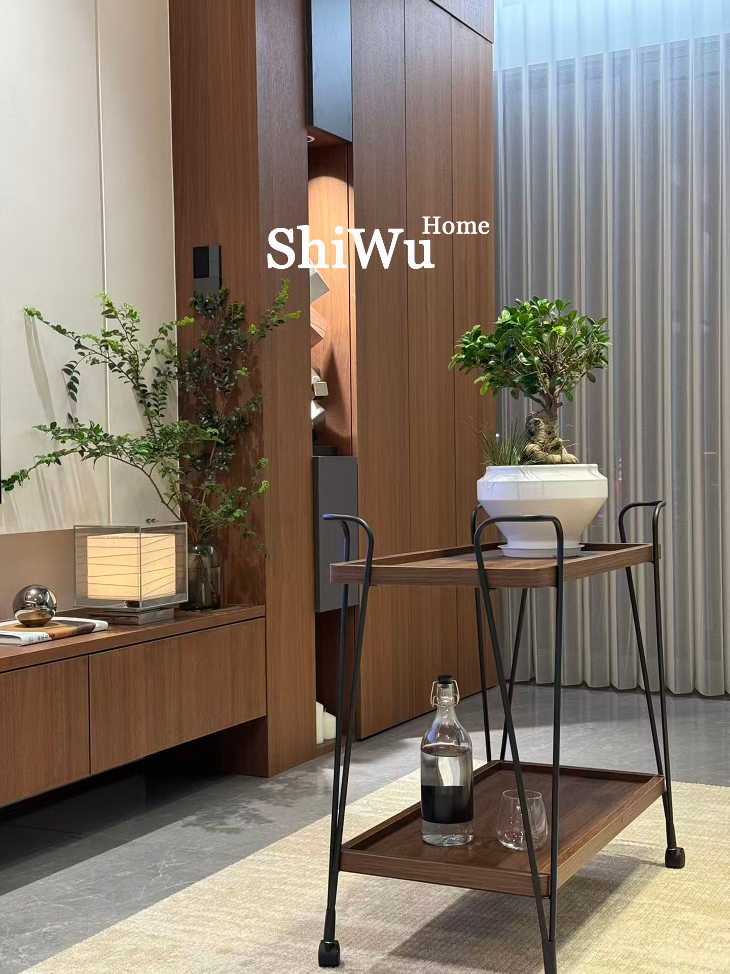 고급 이동식 트롤리 럭셔리 서빙 커피 카트 와인 원목 수납선반 병원 식당 업소용 주방 - 상세 이미지 4