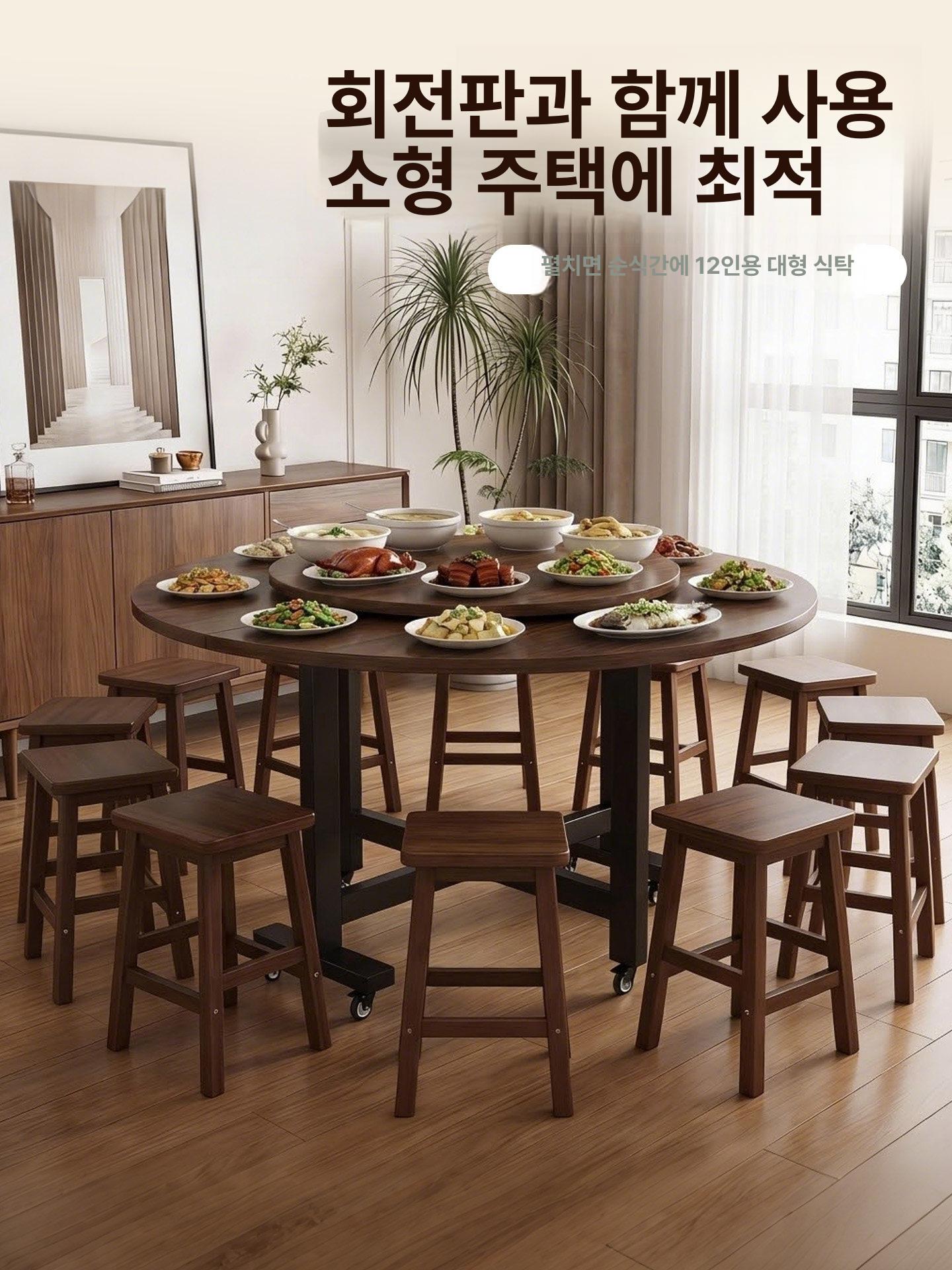 10인용 원형테이블 스텐 레스토랑 식당용 식탁 다이닝 라운드 바퀴 업소용 포차 연회 - 상세 이미지 3