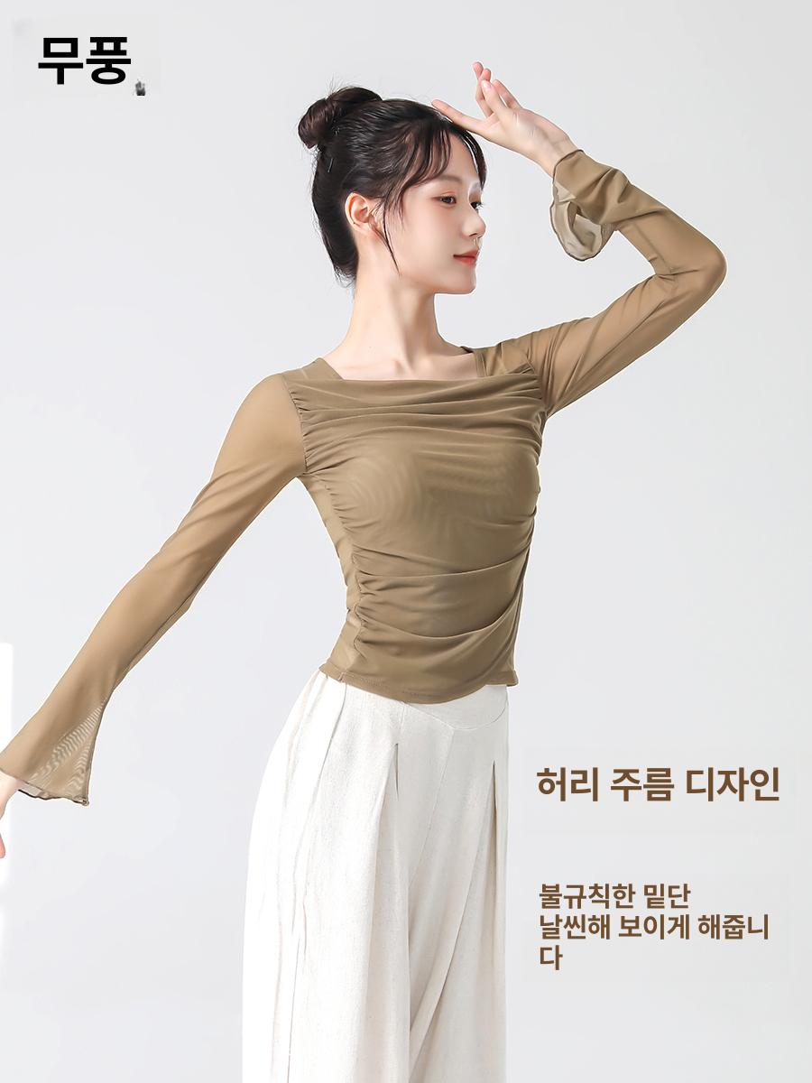 현대무용 발레 공연의상 무용화 스판 티셔츠 라인댄스 입시복 연영과 - 상세 이미지 4