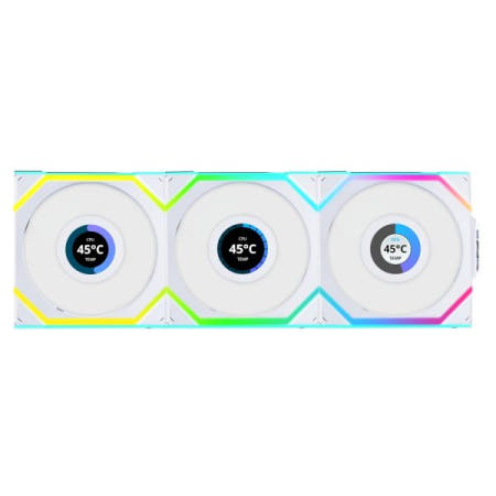 [해외]리안리 컴퓨터 케이스 유니팬 SL 무선 LCD PC 팬 120mm RGB – 3개 세트 120mm Reverse Air Flow