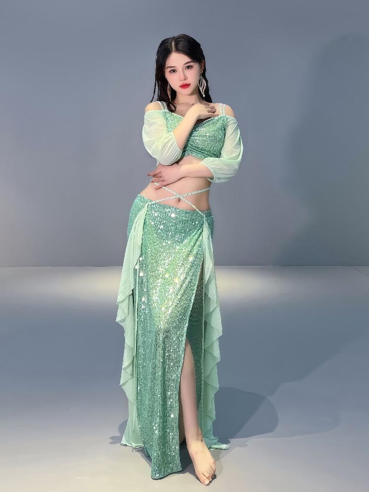무대복 의상 여성 댄스경기용 공연 라틴댄스복 라인댄스상의 대회 드레스 라틴댄스화 - 상세 이미지 3