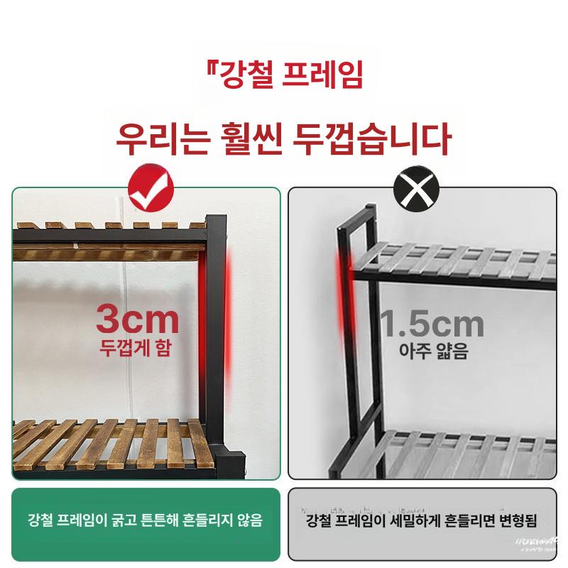배란다 진열장 원목 인테리어 장식장 정리대 수납장 벽 진열대 빈티지 랙 받침대 - 상세 이미지 3